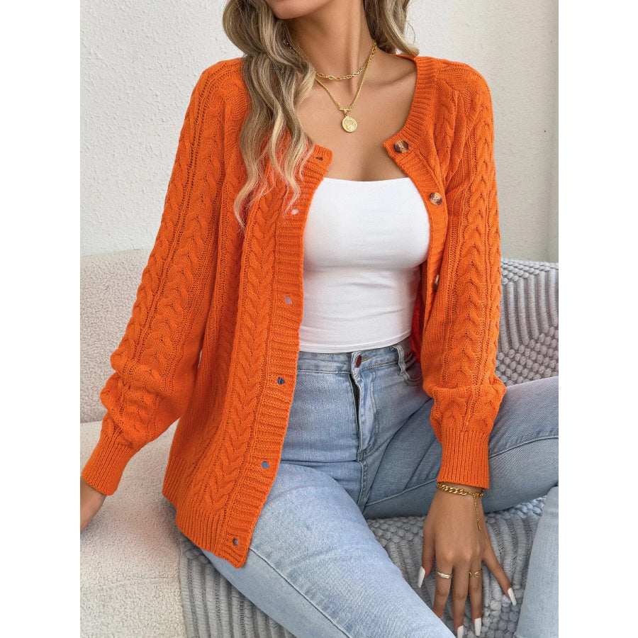Cable Knit Button-Front Cardigan Apparel and Accessories
