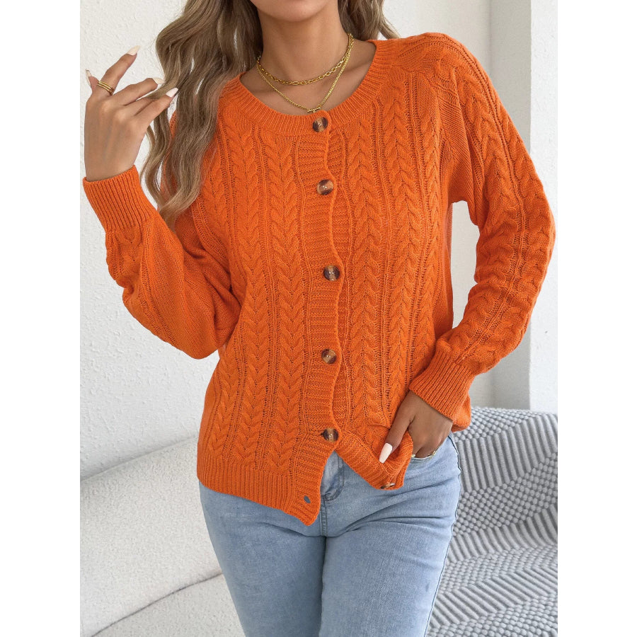 Cable Knit Button-Front Cardigan Apparel and Accessories