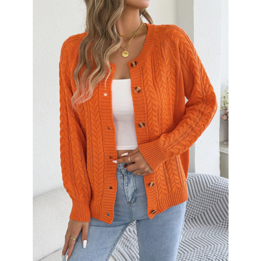 Cable Knit Button-Front Cardigan Apparel and Accessories
