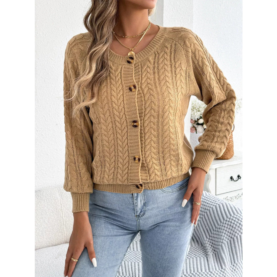 Cable Knit Button-Front Cardigan Apparel and Accessories