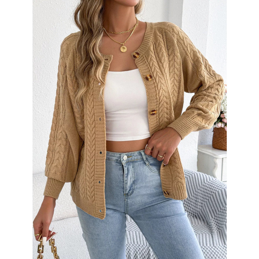 Cable Knit Button-Front Cardigan Apparel and Accessories