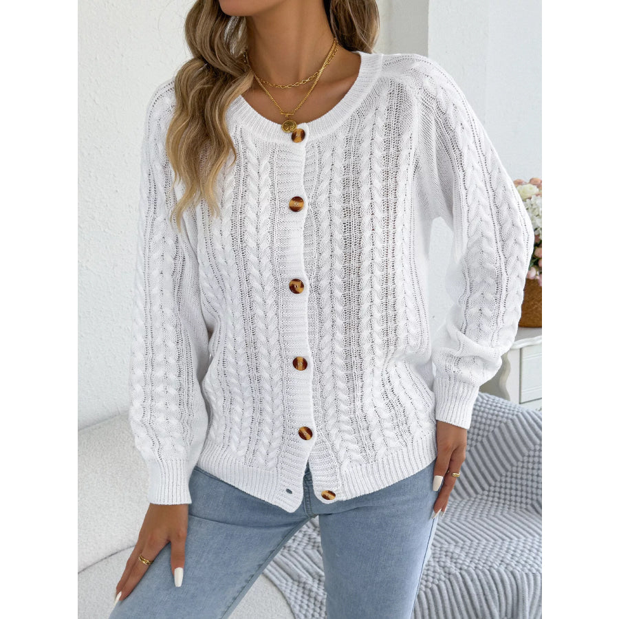 Cable Knit Button-Front Cardigan Apparel and Accessories