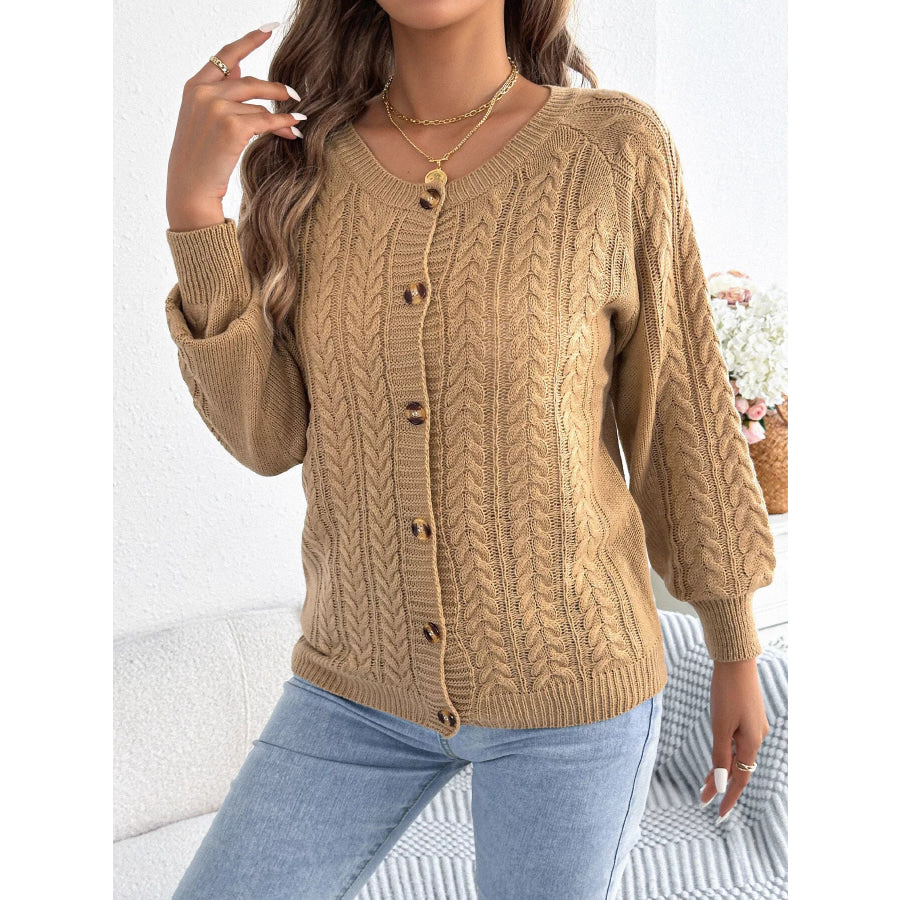 Cable Knit Button-Front Cardigan Apparel and Accessories