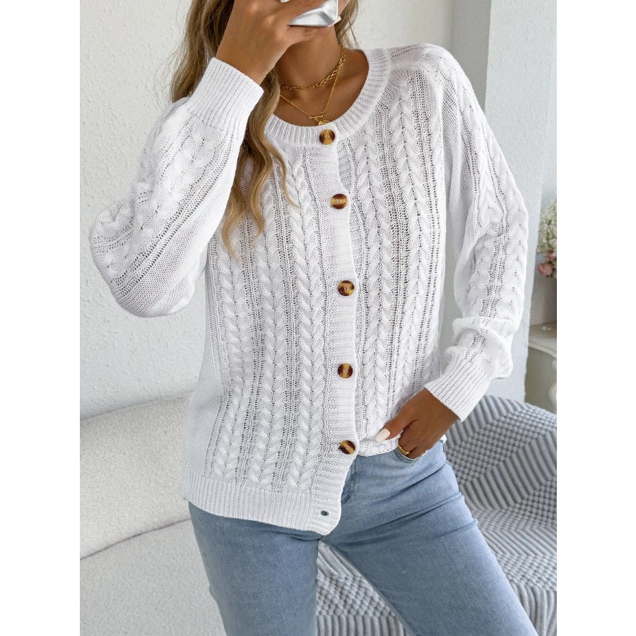Cable Knit Button-Front Cardigan Apparel and Accessories