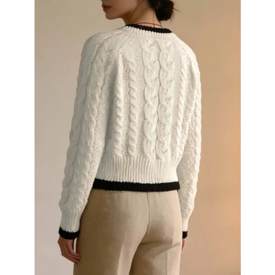 Cable Knit Button Up Cardigan Apparel and Accessories