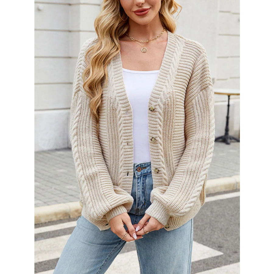 Cable Knit Button-Up Cardigan Apparel and Accessories