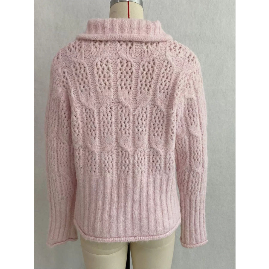 Cable-Knit Button Up Cardigan Apparel and Accessories