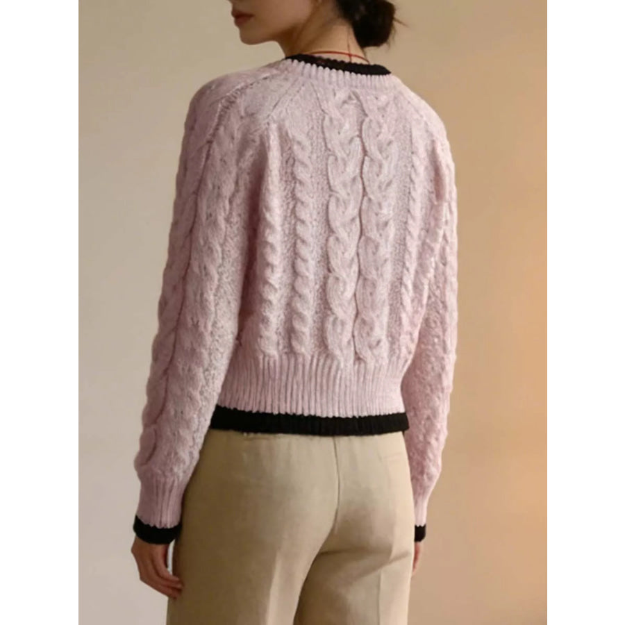 Cable Knit Button Up Cardigan Apparel and Accessories