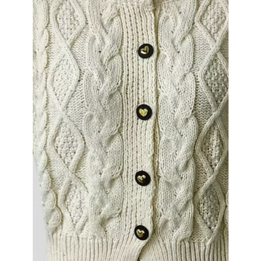 Cable Knit Button Up Cardigan Apparel and Accessories