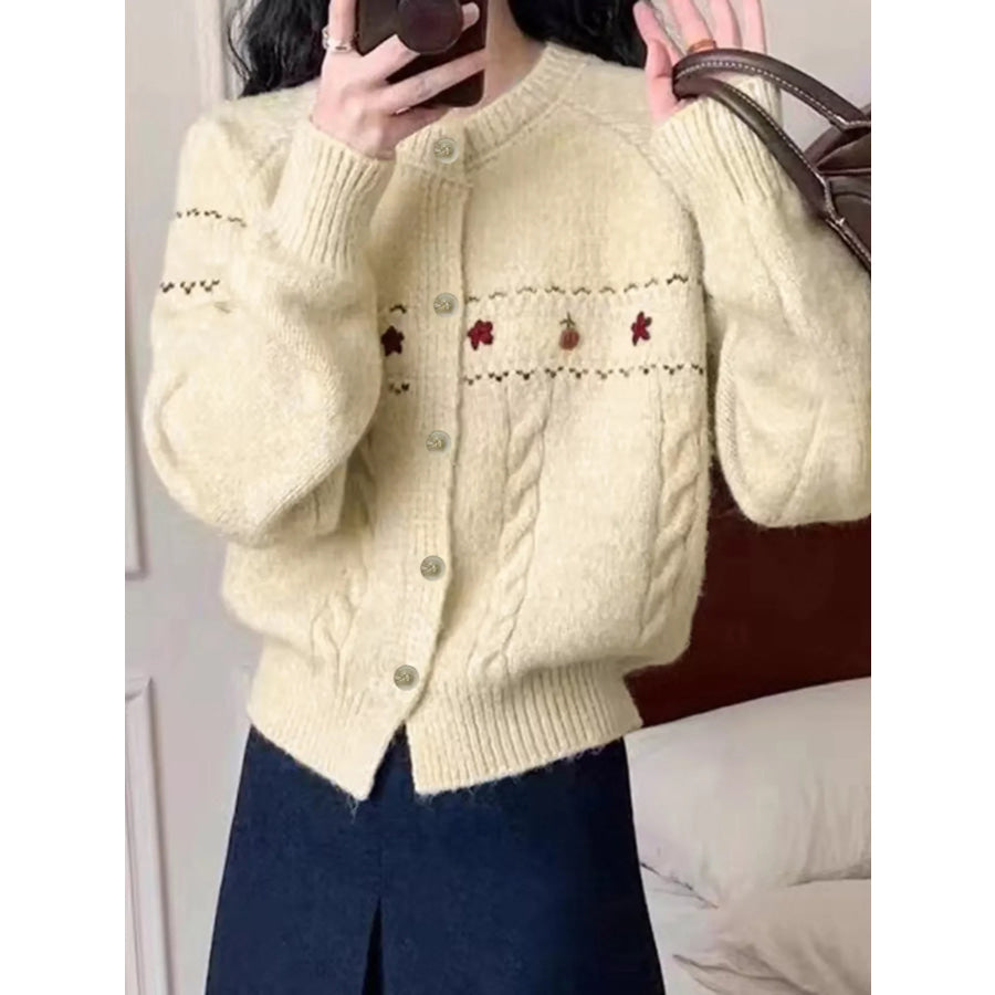 Cable Knit Button Up Cardigan Apparel and Accessories