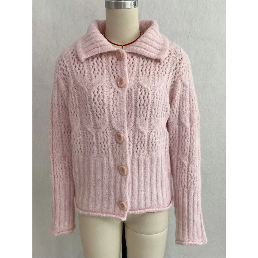 Cable-Knit Button Up Cardigan Apparel and Accessories