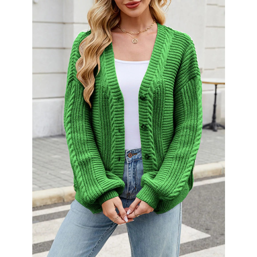 Cable Knit Button-Up Cardigan Apparel and Accessories