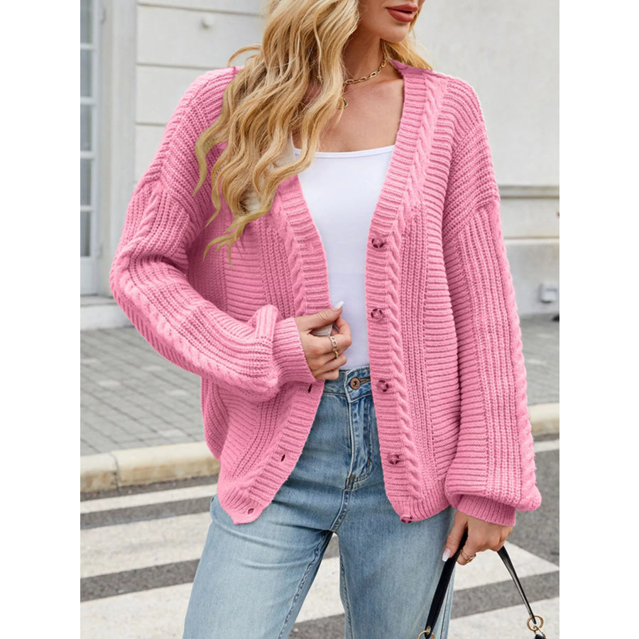 Cable Knit Button-Up Cardigan Apparel and Accessories