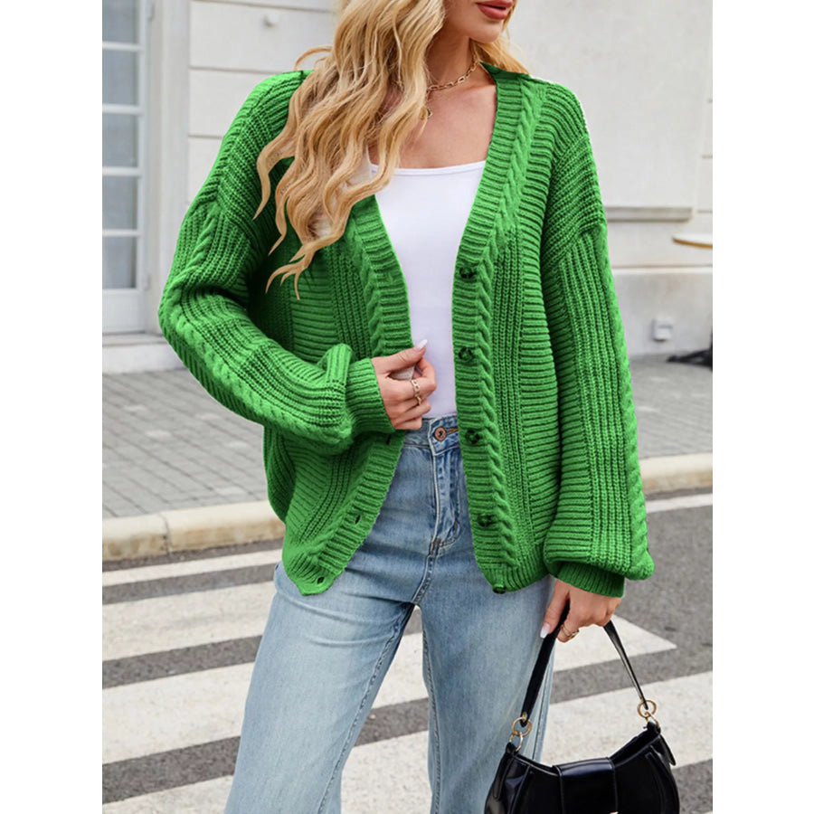 Cable Knit Button-Up Cardigan Apparel and Accessories
