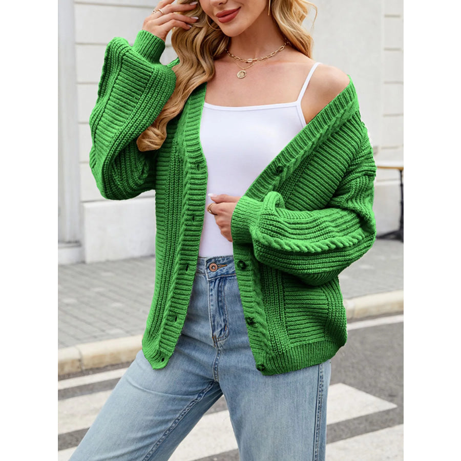 Cable Knit Button-Up Cardigan Apparel and Accessories