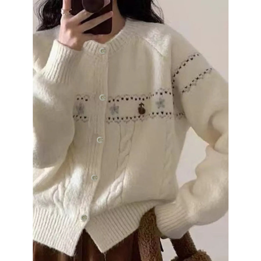 Cable Knit Button Up Cardigan Apparel and Accessories