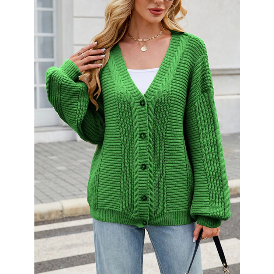 Cable Knit Button-Up Cardigan Apparel and Accessories
