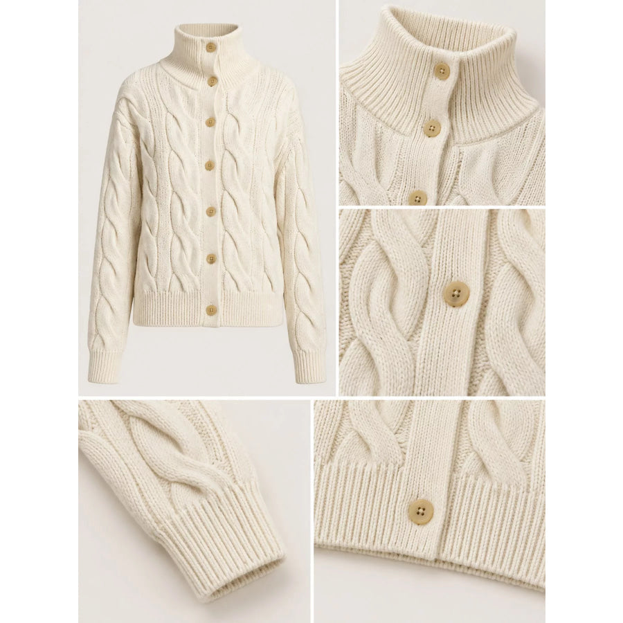 Cable Knit Button Up Cardigan Apparel and Accessories