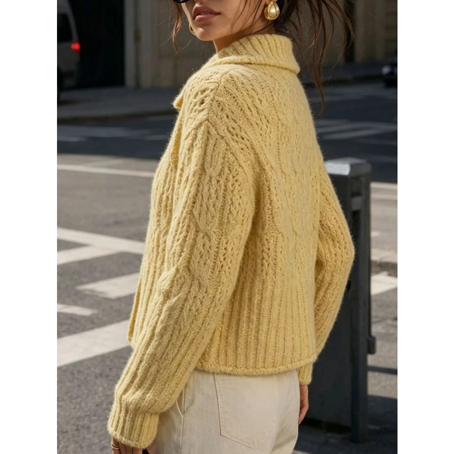 Cable-Knit Button Up Cardigan Apparel and Accessories
