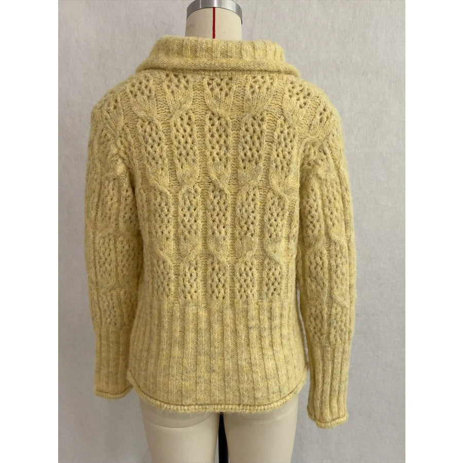 Cable-Knit Button Up Cardigan Apparel and Accessories