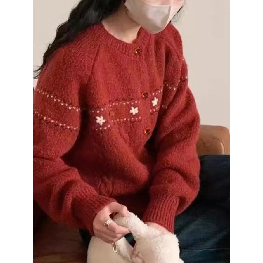 Cable Knit Button Up Cardigan Apparel and Accessories