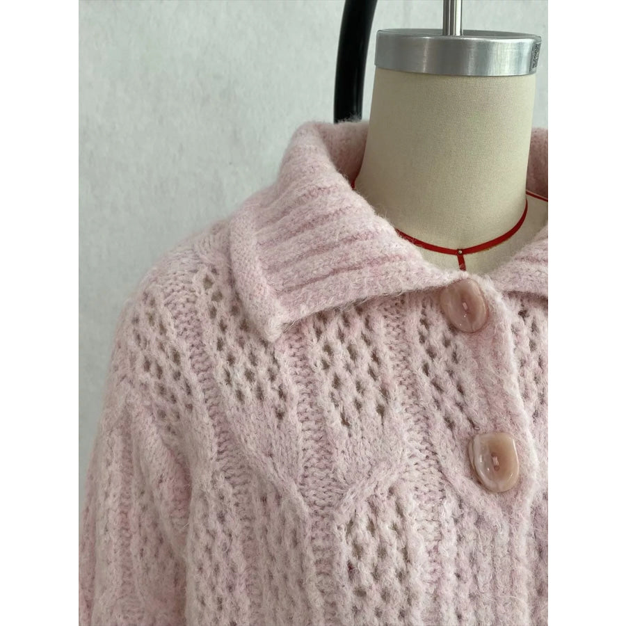 Cable-Knit Button Up Cardigan Apparel and Accessories