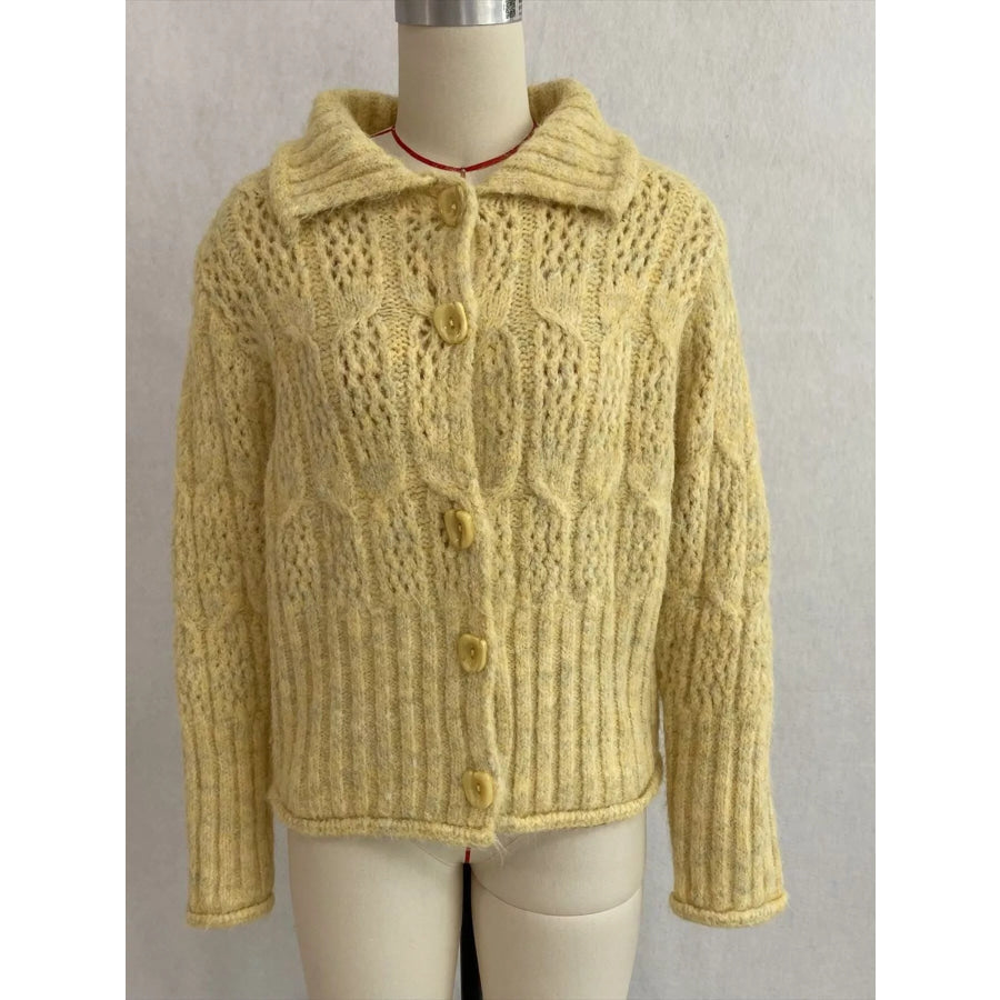 Cable-Knit Button Up Cardigan Apparel and Accessories