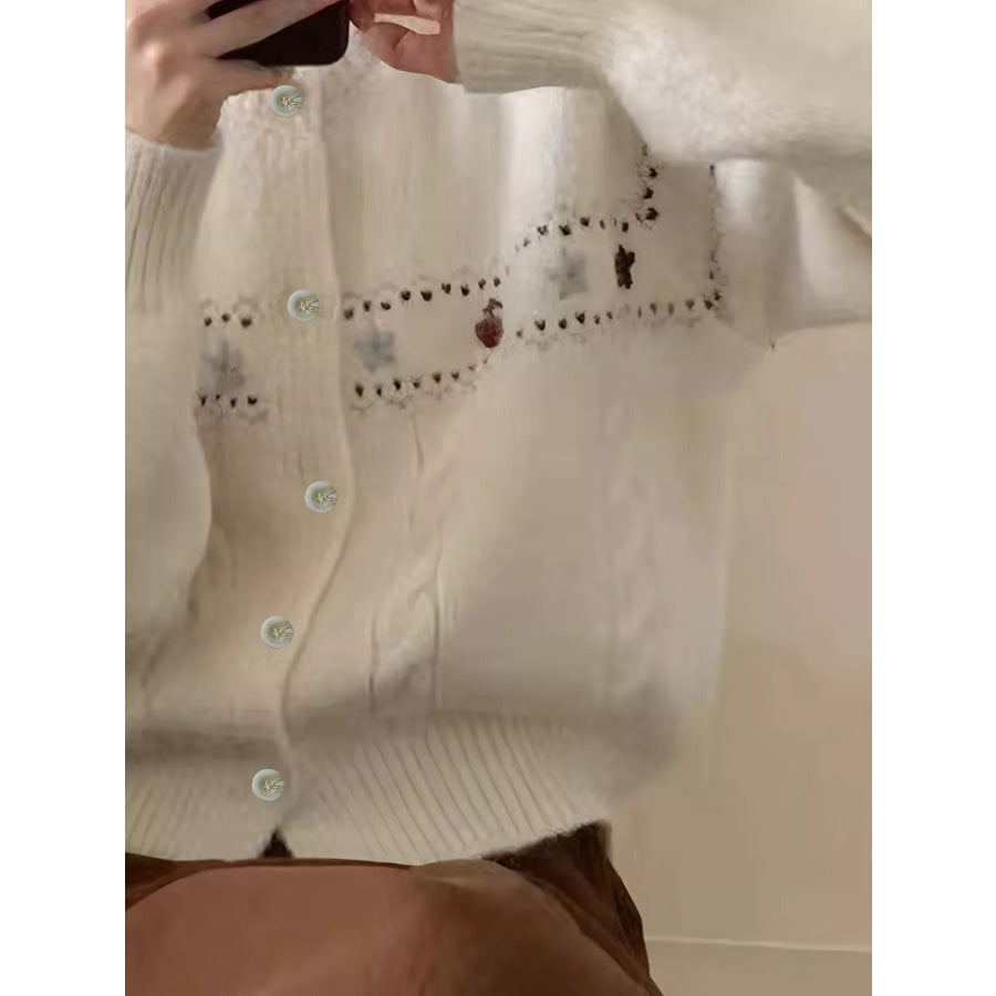 Cable Knit Button Up Cardigan Apparel and Accessories