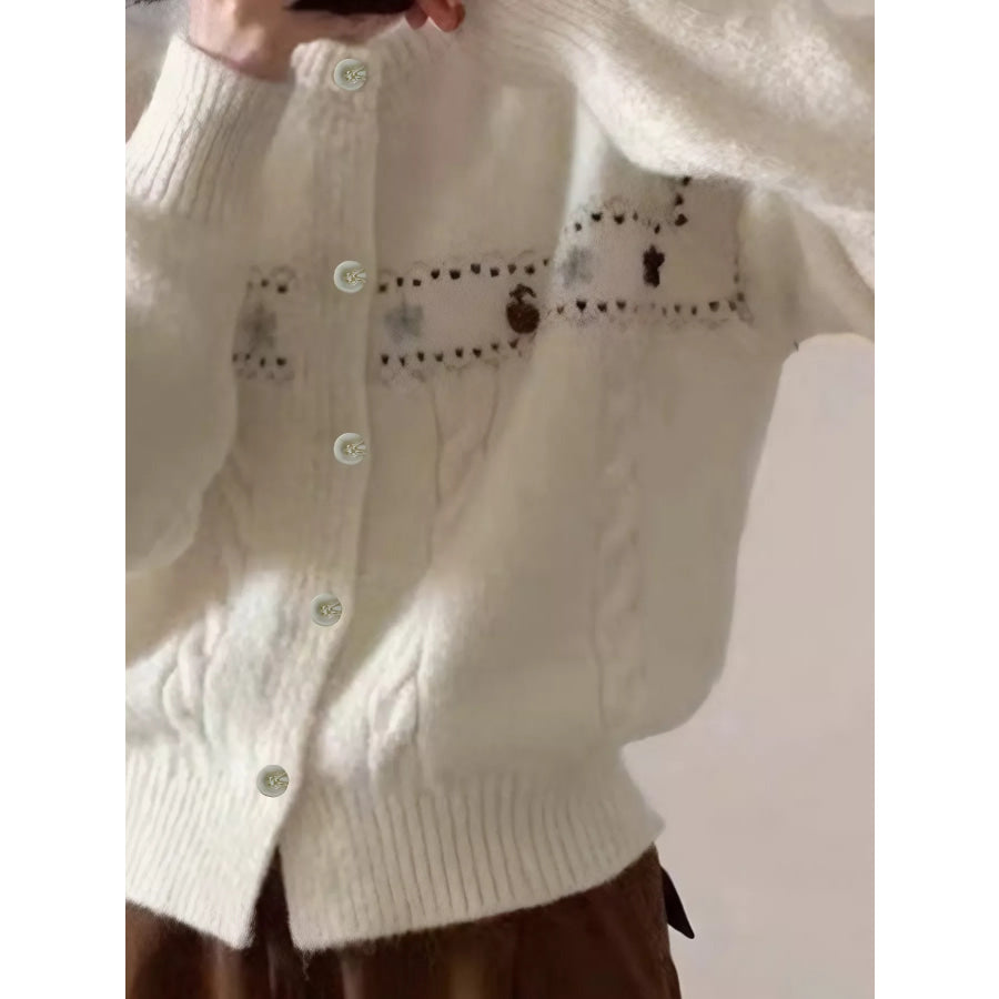 Cable Knit Button Up Cardigan Apparel and Accessories