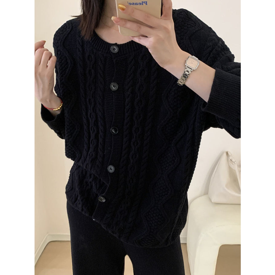 Cable Knit Cardigan & Wide Leg Pants Sweater Set Apparel and Accessories