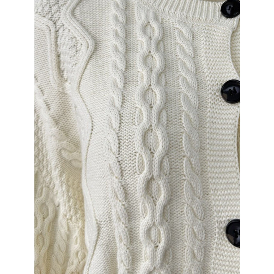 Cable Knit Cardigan & Wide Leg Pants Sweater Set Apparel and Accessories