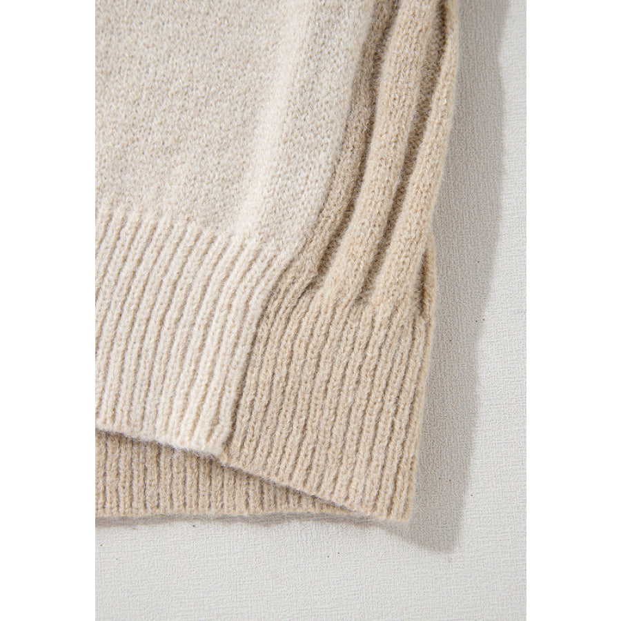 Cable-Knit Color Block Round Neck Sweater Apparel and Accessories