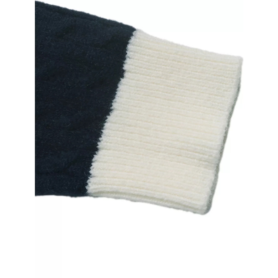 Cable Knit Contrast Collar Sweater Apparel and Accessories