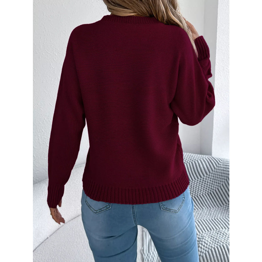 Cable Knit Crew Neck Sweater Apparel and Accessories