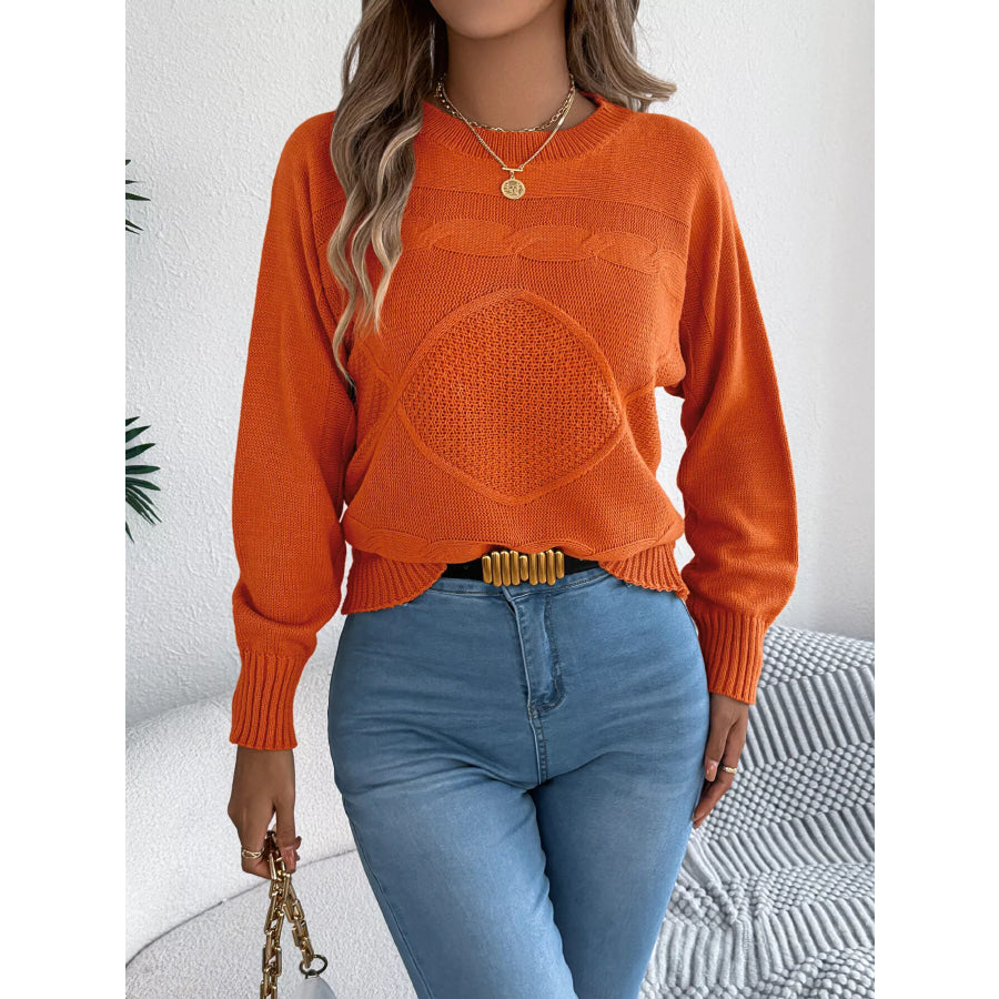Cable Knit Crew Neck Sweater Apparel and Accessories