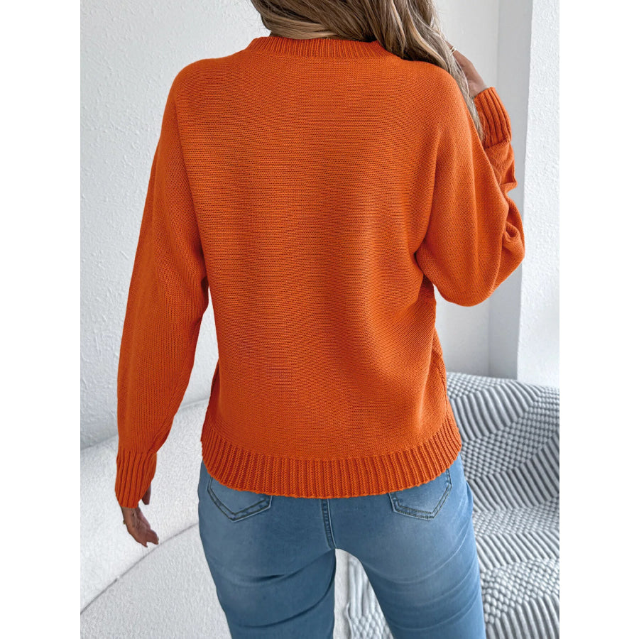 Cable Knit Crew Neck Sweater Apparel and Accessories