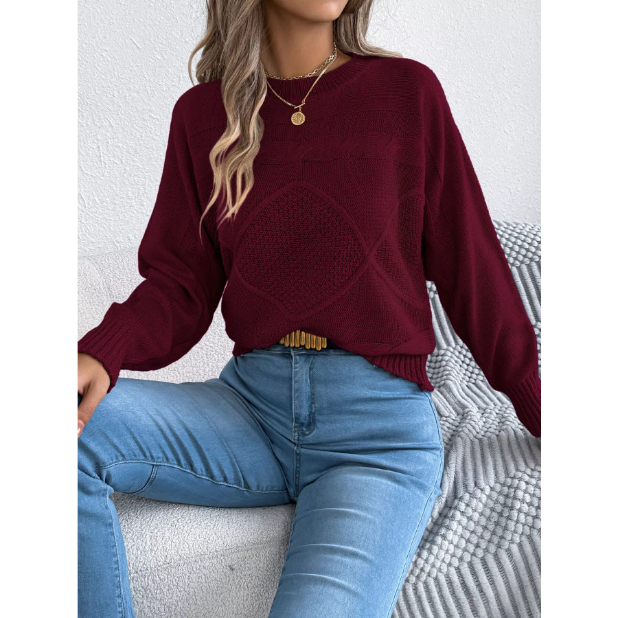Cable Knit Crew Neck Sweater Apparel and Accessories