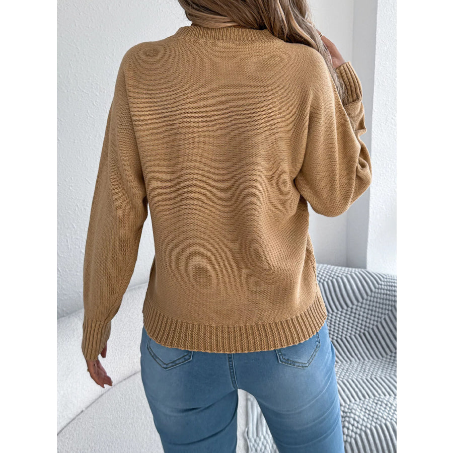 Cable Knit Crew Neck Sweater Apparel and Accessories