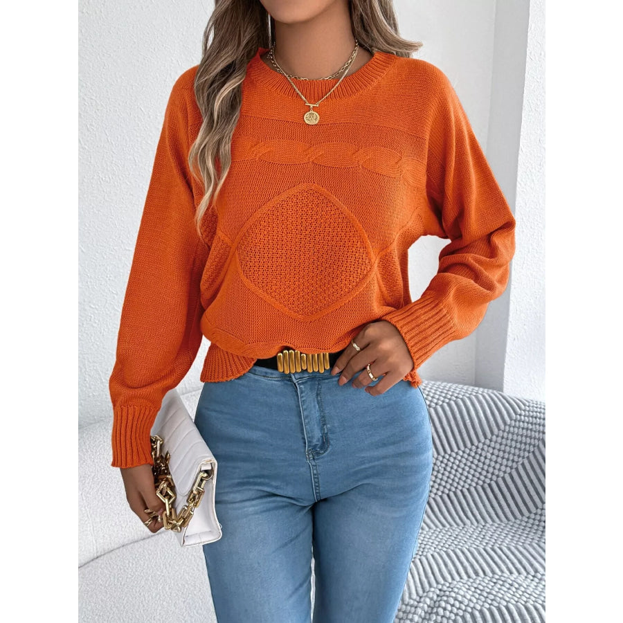 Cable Knit Crew Neck Sweater Apparel and Accessories