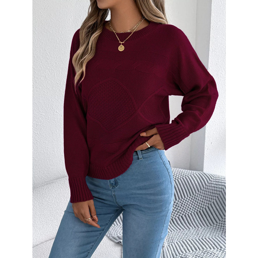 Cable Knit Crew Neck Sweater Apparel and Accessories