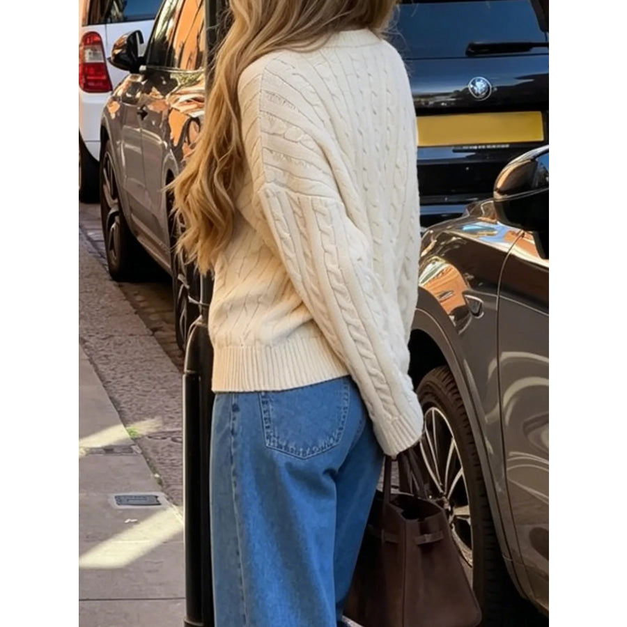 Cable-Knit Crew Neck Sweater Apparel and Accessories