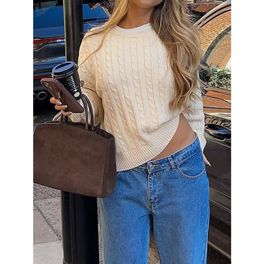 Cable-Knit Crew Neck Sweater Apparel and Accessories