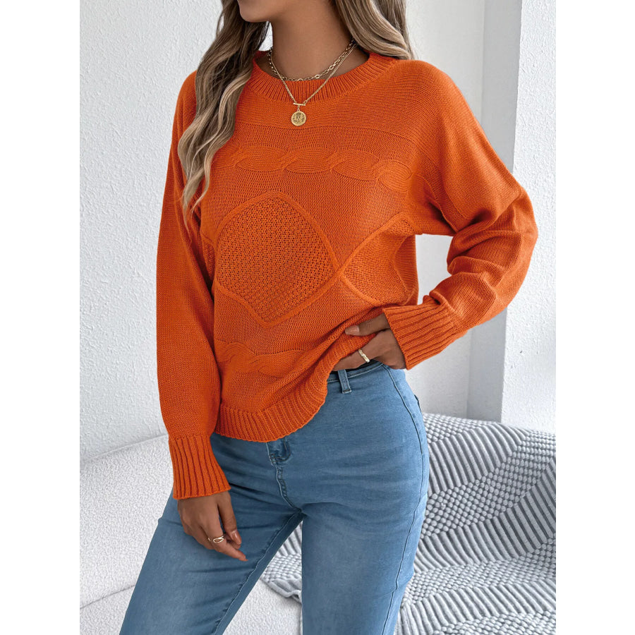 Cable Knit Crew Neck Sweater Apparel and Accessories
