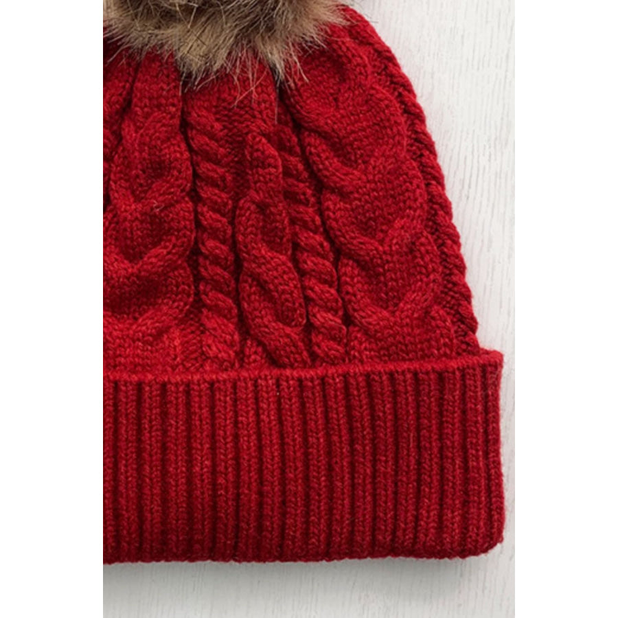 Cable-Knit Cuffed Hat with Pom-pom Apparel and Accessories