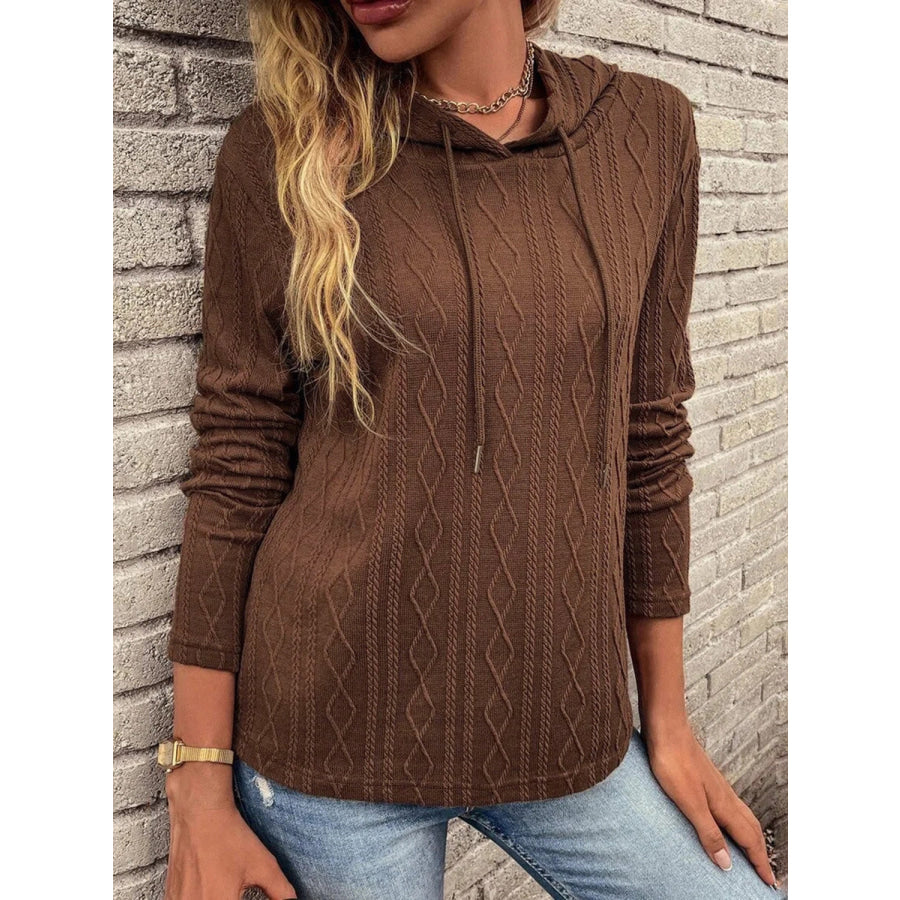 Cable-Knit Drawstring Hooded Knit Top Apparel and Accessories