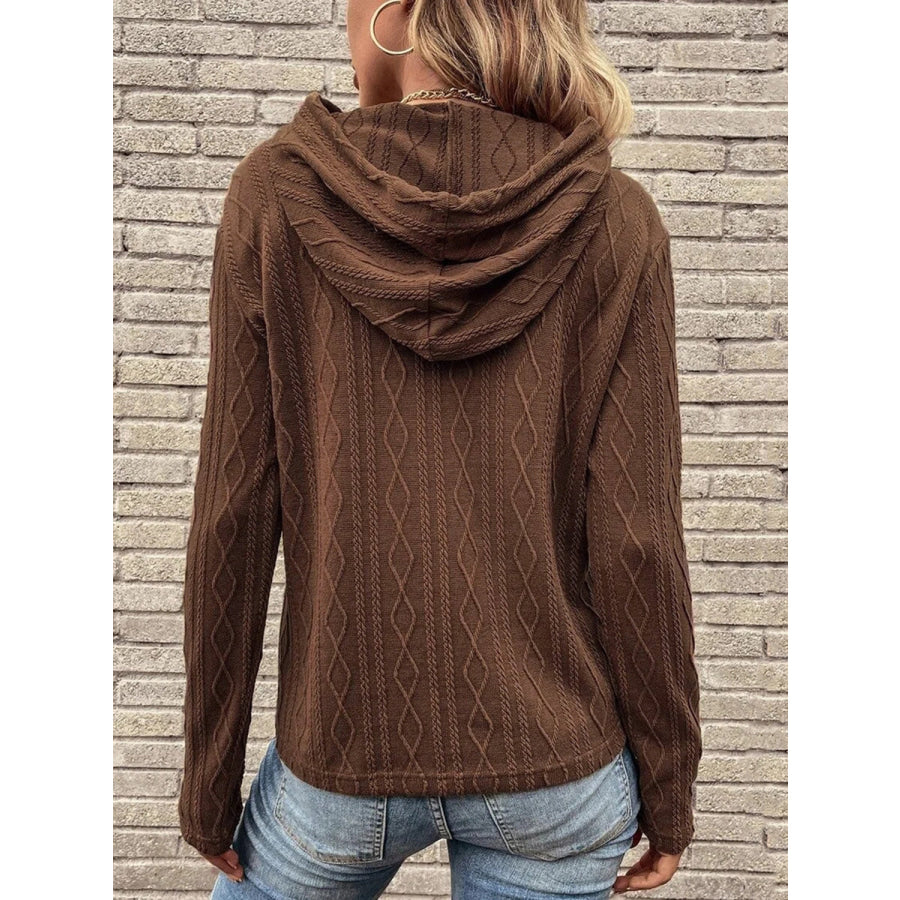 Cable-Knit Drawstring Hooded Knit Top Apparel and Accessories