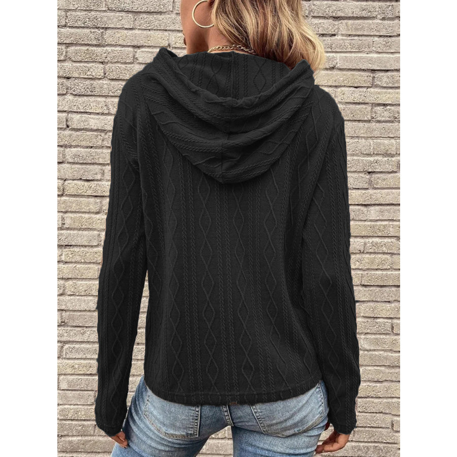 Cable-Knit Drawstring Hooded Knit Top Apparel and Accessories