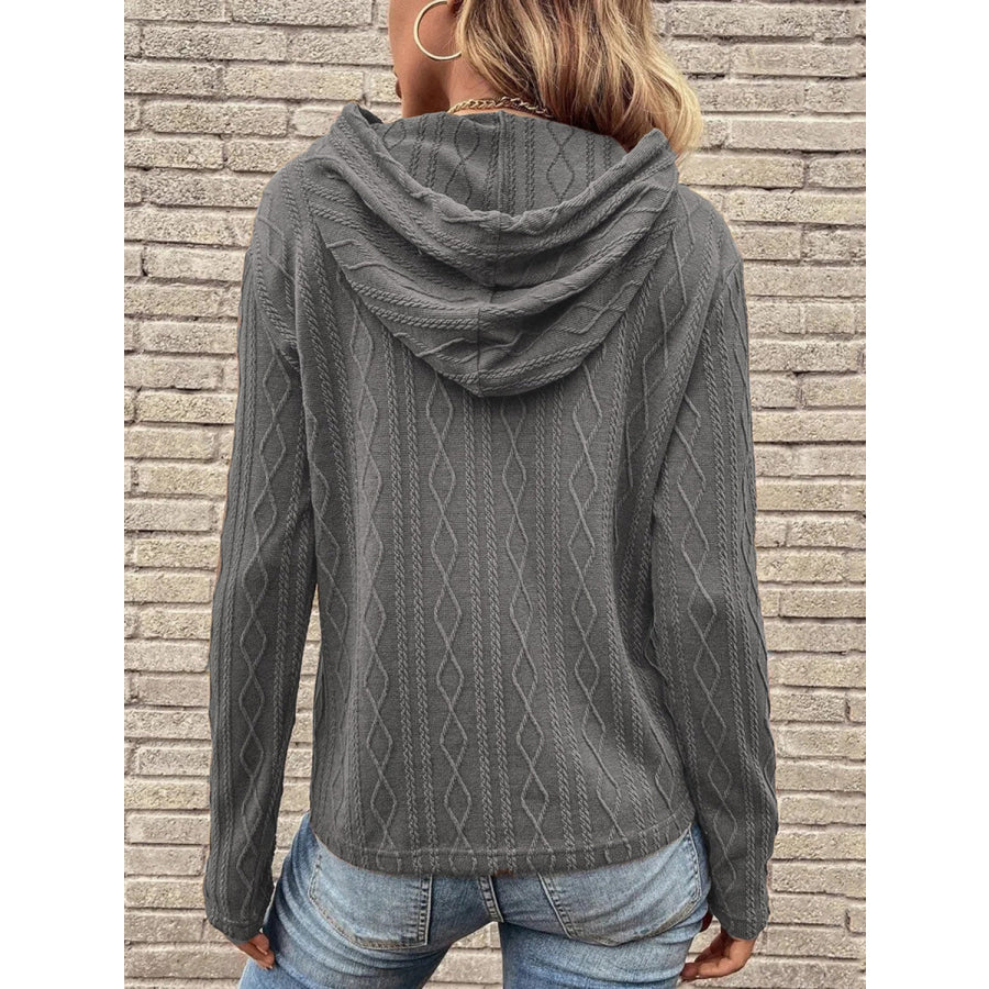 Cable-Knit Drawstring Hooded Knit Top Apparel and Accessories