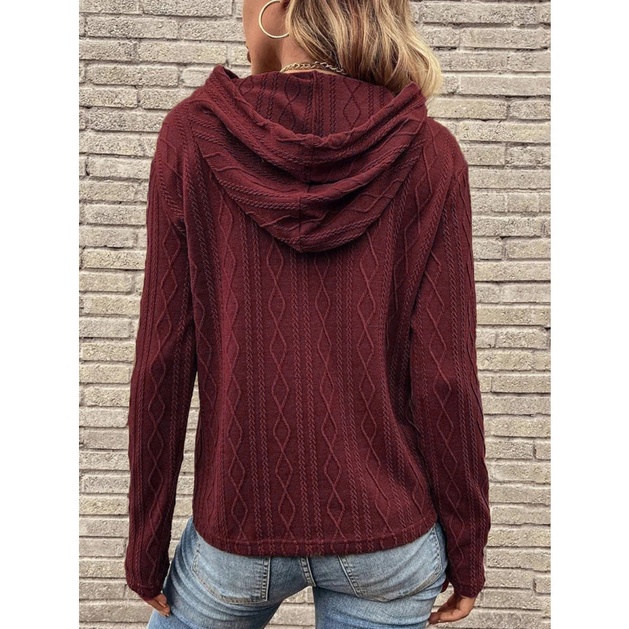 Cable-Knit Drawstring Hooded Knit Top Apparel and Accessories