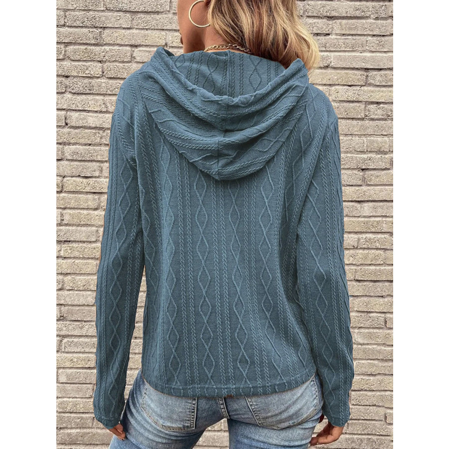 Cable-Knit Drawstring Hooded Knit Top Apparel and Accessories